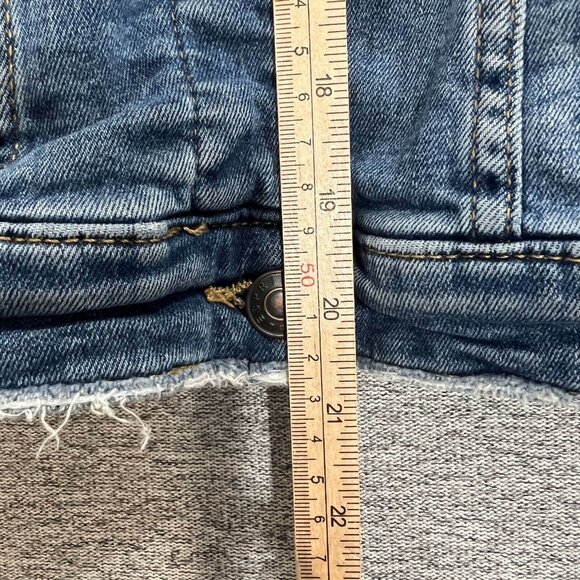 Esprit Jean Jacket Womens Size S Blue Button Up Distressed Long Sleeve Cotton - Picture 8 of 14